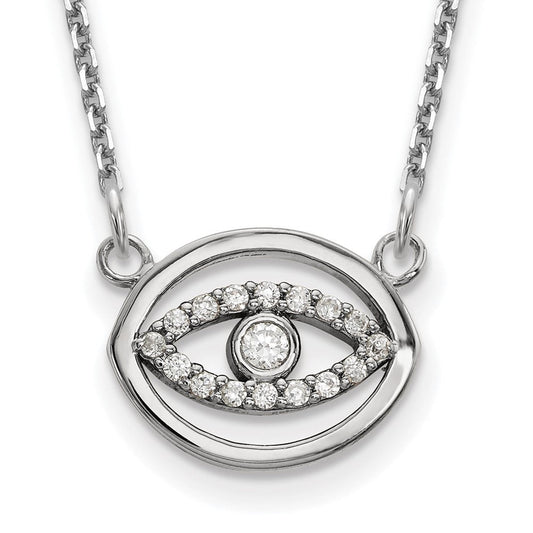 14k white gold small necklace real diamond gold halo evil eye xp5038wa