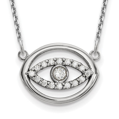 14k white gold medium real diamond gold halo evil eye necklace xp5039waa
