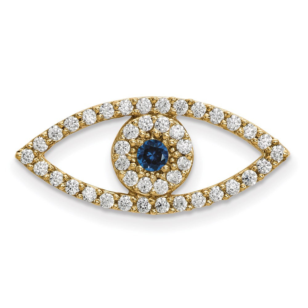 14ky Medium Diamond and Sapphire Evil Eye Pendant