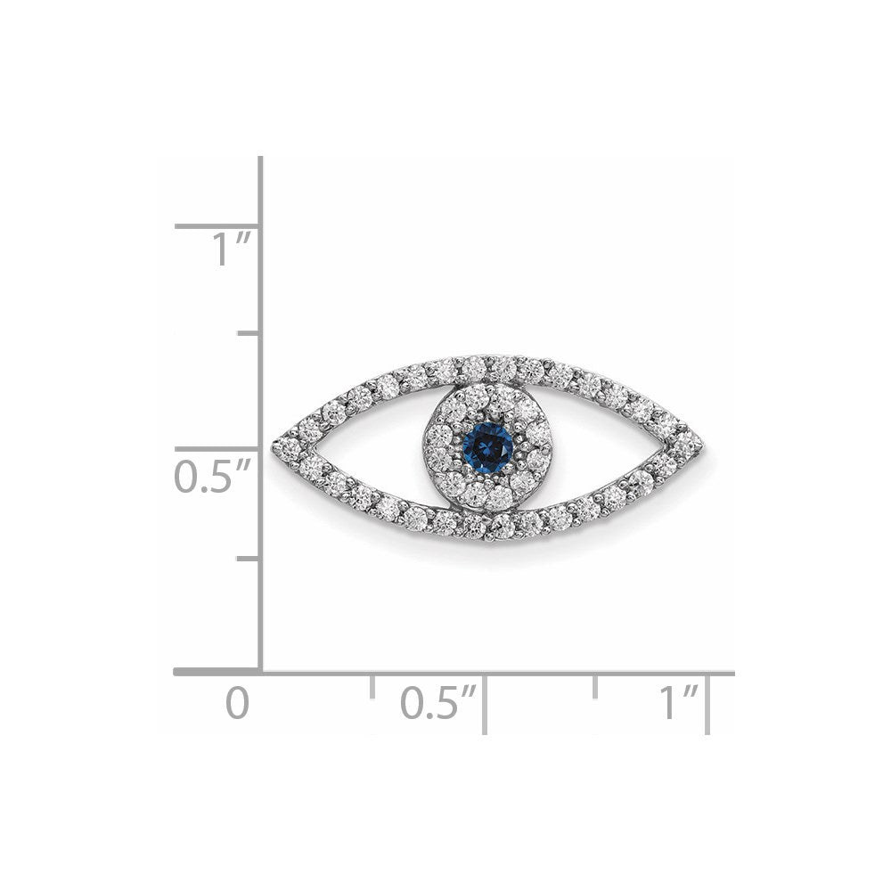 14k White Gold Medium Diamond and Sapphire Evil Eye Pendant