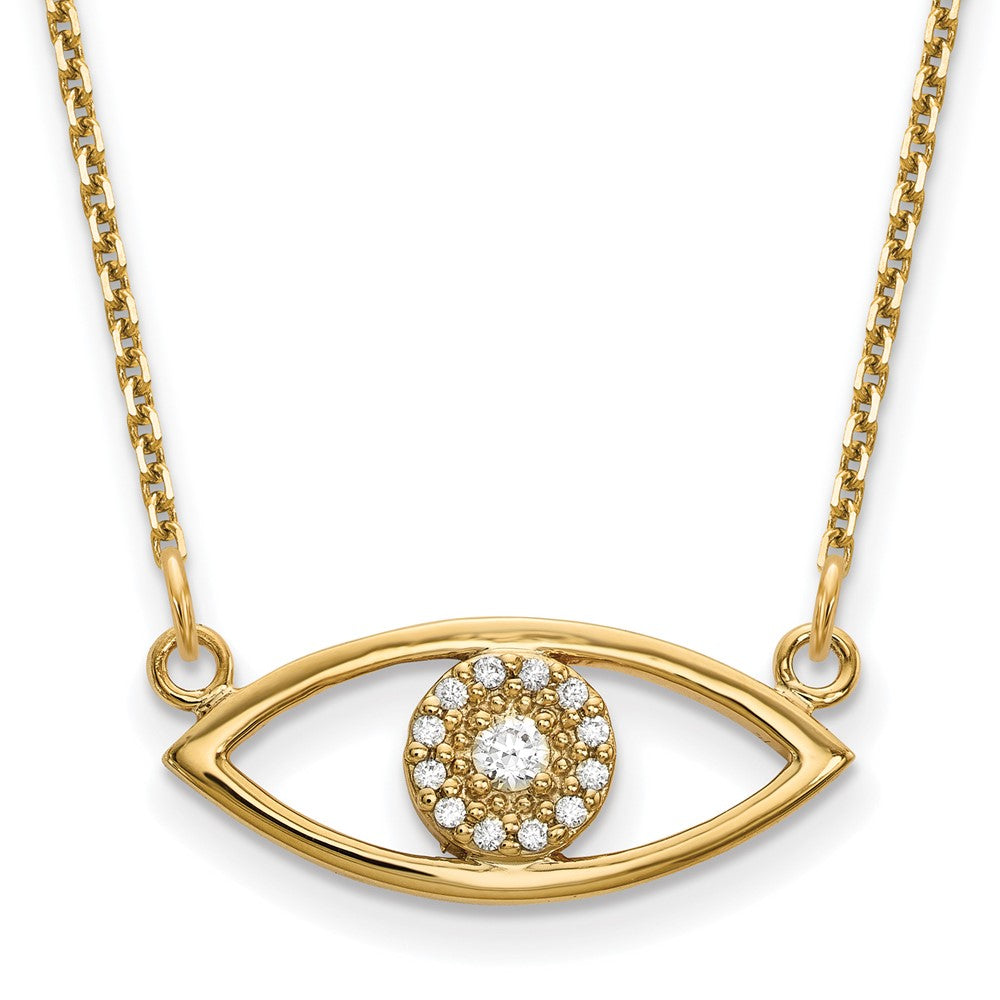 14k yellow gold small real diamond evil eye necklace xp5046aa