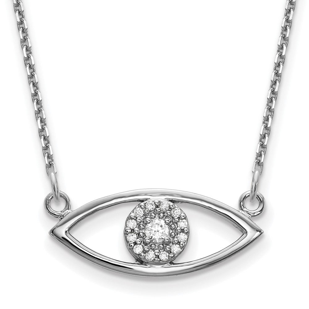 14k white gold small necklace real diamond evil eye xp5046wa