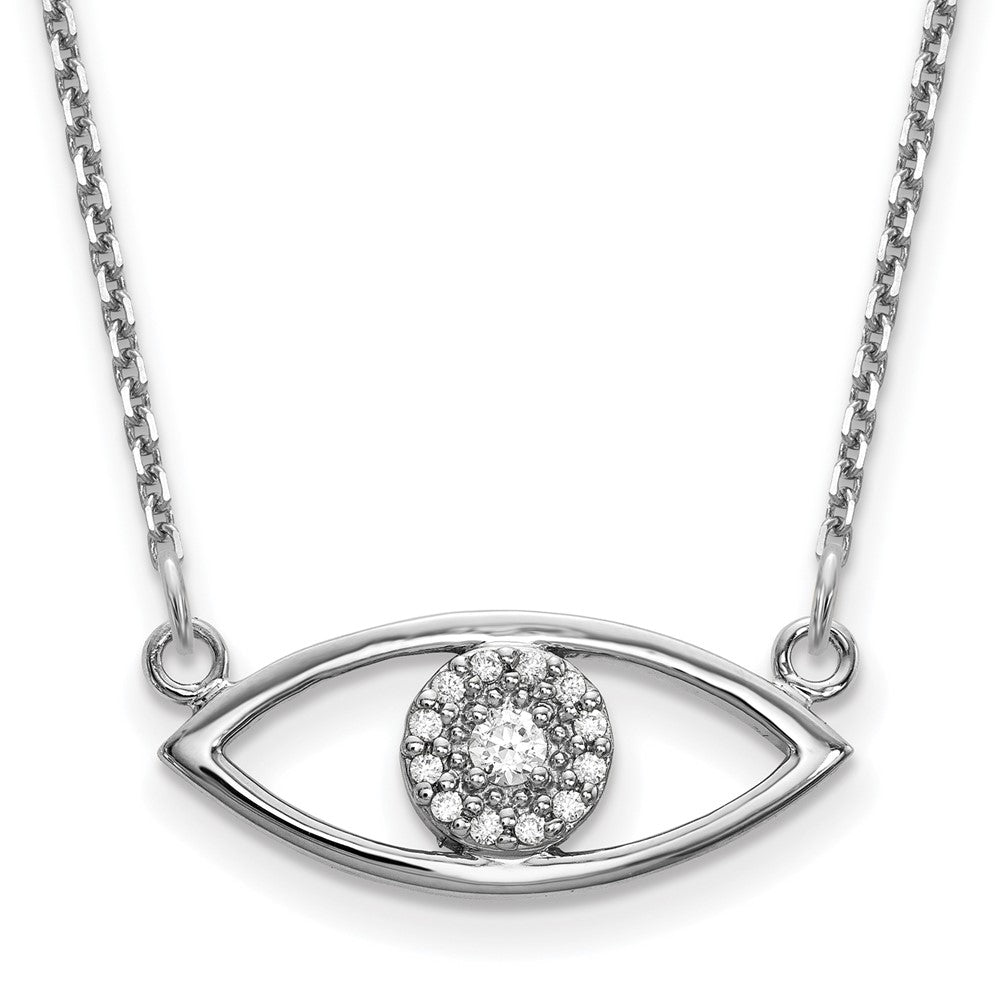 14k white gold small real diamond evil eye necklace xp5046waaa