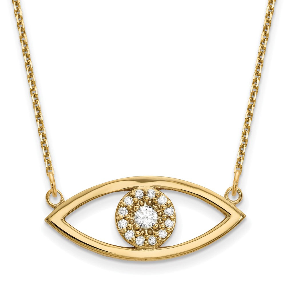 14k yellow gold medium necklace real diamond evil eye xp5047a