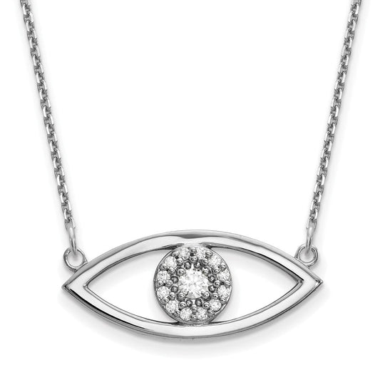 14k white gold medium real diamond evil eye necklace xp5047wvs