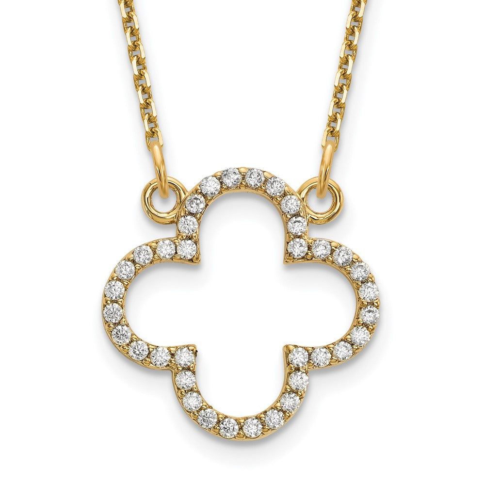 14k yellow gold small real diamond quatrefoil design necklace xp5050vs