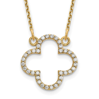 14k yellow gold small real diamond quatrefoil design necklace xp5050vs