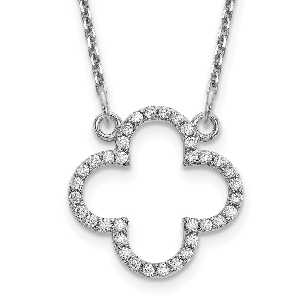14k white gold small real diamond quatrefoil design necklace xp5050waa
