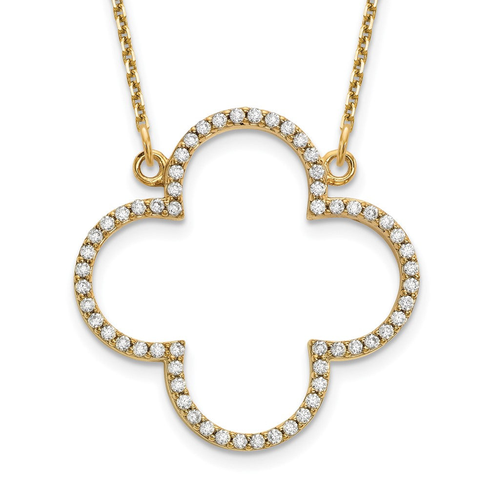 14k yellow gold medium real diamond quatrefoil design necklace xp5051aaa