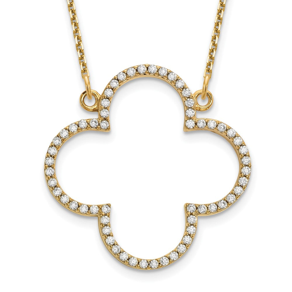14k yellow gold medium real diamond quatrefoil design necklace xp5051aaa