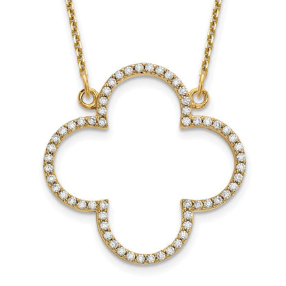 14k yellow gold medium real diamond quatrefoil design necklace xp5051aaa