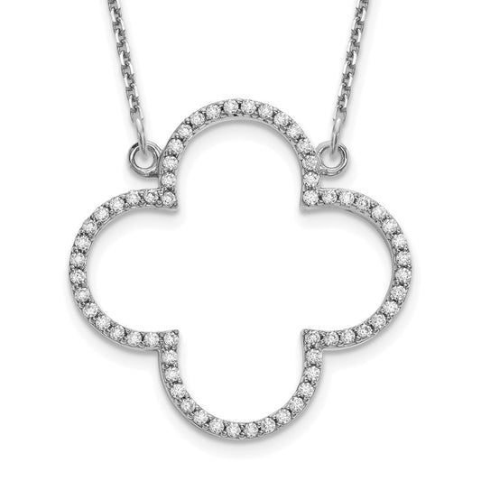 14k white gold medium real diamond quatrefoil design necklace xp5051wvs