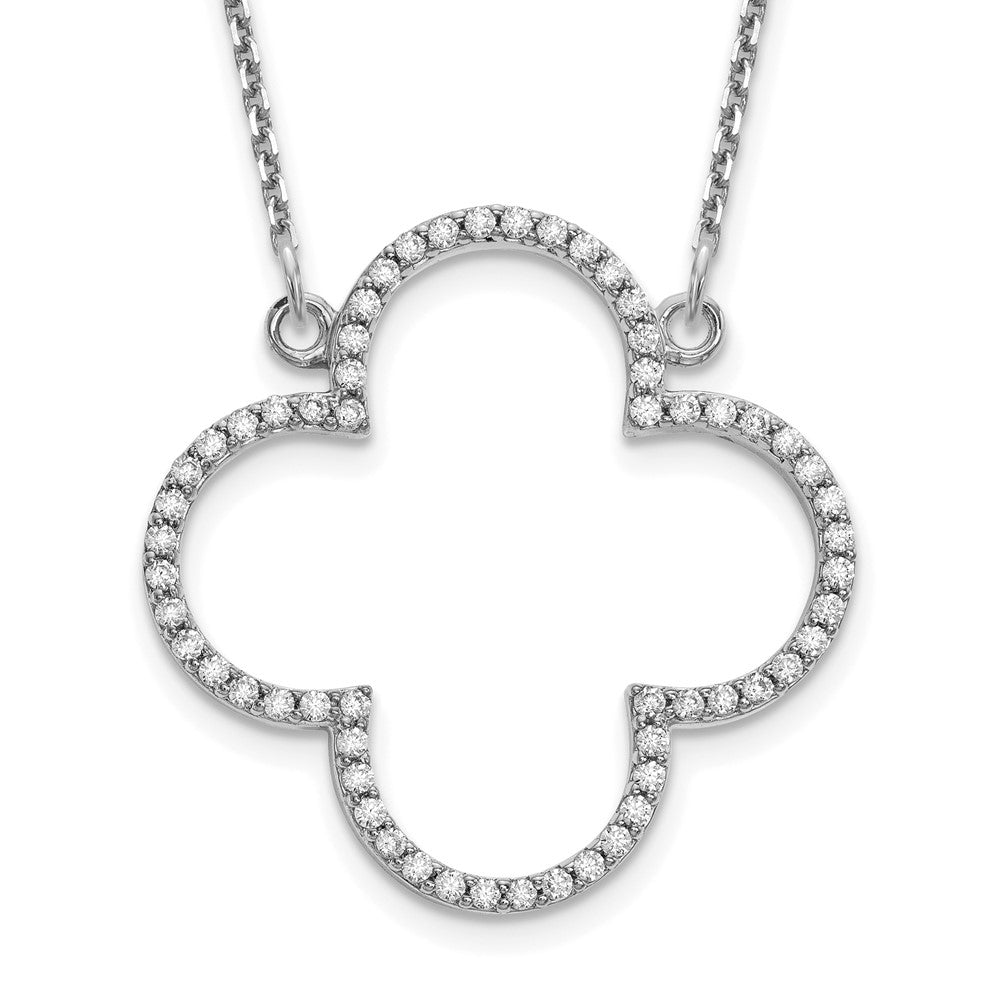 14k white gold medium real diamond quatrefoil design necklace xp5051waa