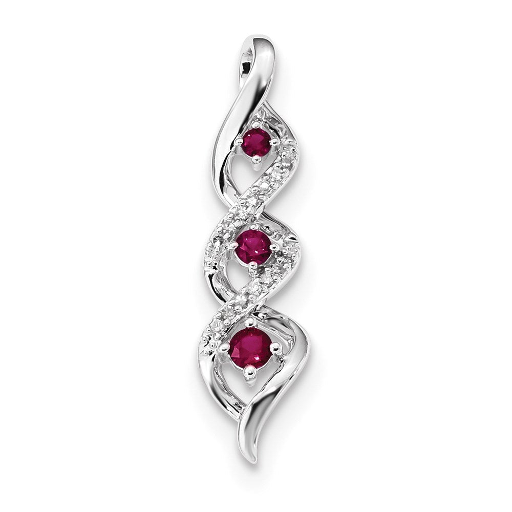 14k white gold real diamond ruby chain slide xp5071r aa