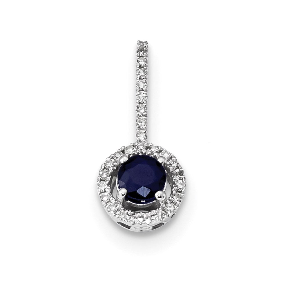 14k white gold real diamond sapphire pendant xp5083s aa