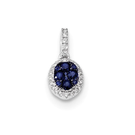 14k white gold real diamond and blue sapphire pendant xp5084s aa