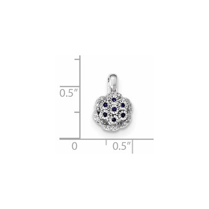 14k White Gold Diamond and Sapphire Pendant