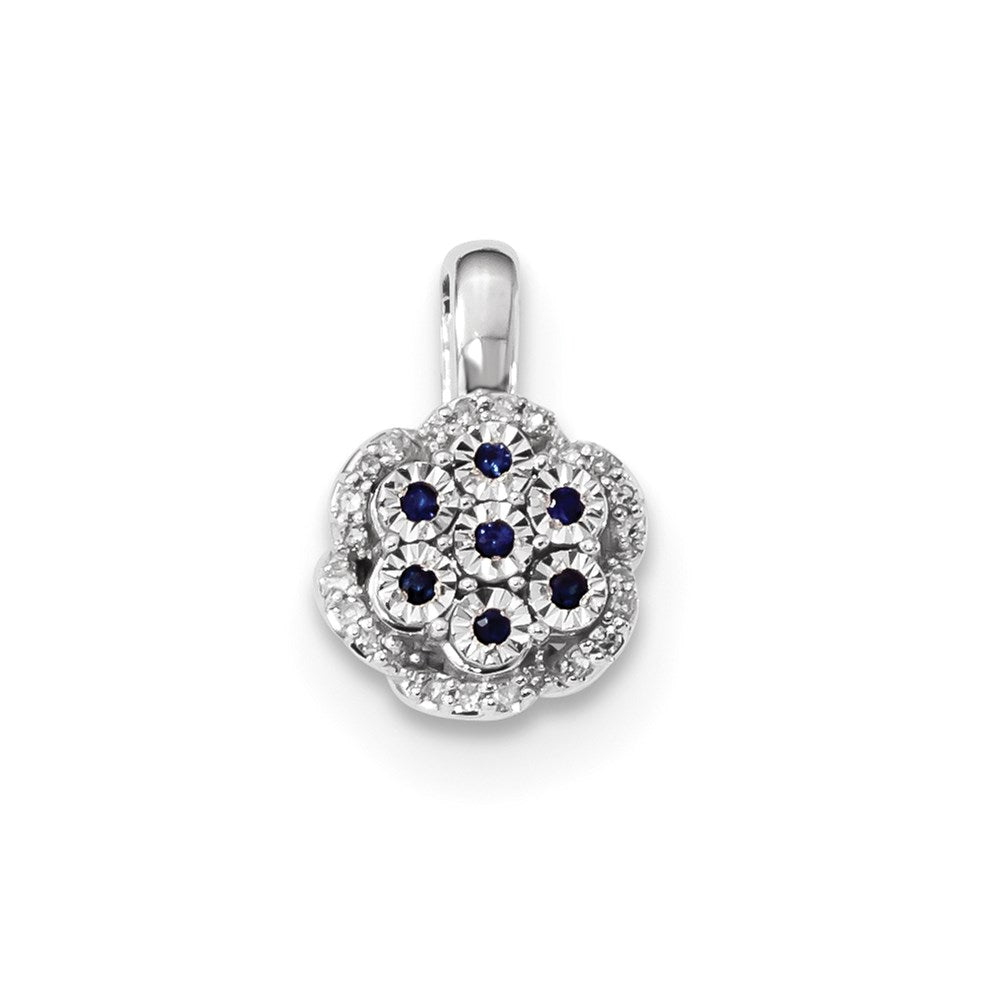 14k White Gold Diamond and Sapphire Pendant