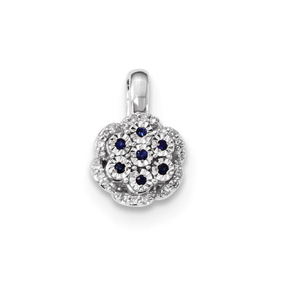 14k White Gold Diamond and Sapphire Pendant