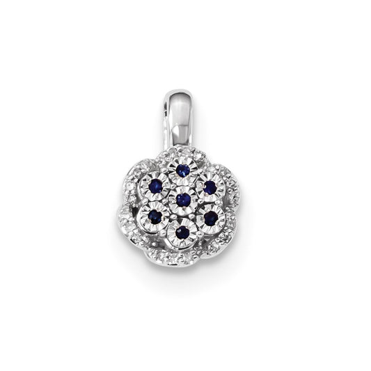 14k White Gold Diamond and Sapphire Pendant