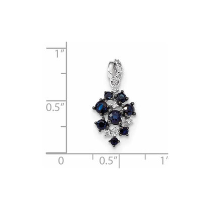 14k White Gold Diamond and Sapphire Polished Pendant