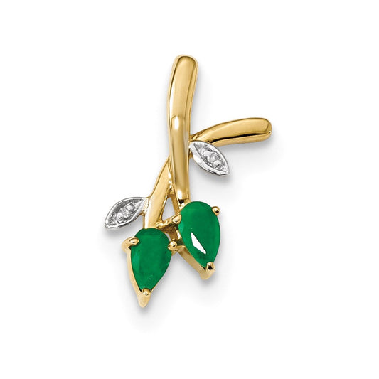 14k yellow gold w real diamond emerald polished pendant xp5107e a