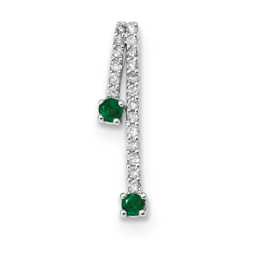 14k white gold real diamond and emerald polished chain slide xp5116e aa