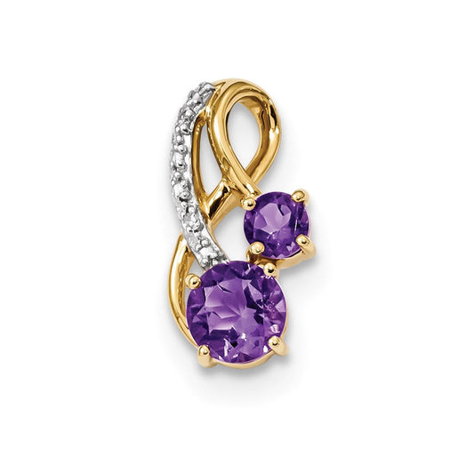 14k yellow gold amethyst real diamond polished pendant xp5127am aa