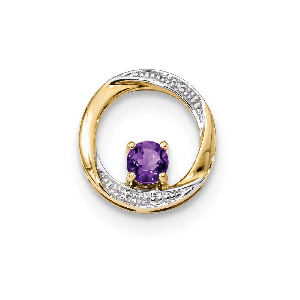 14k Amethyst and Diamond Polished Pendant