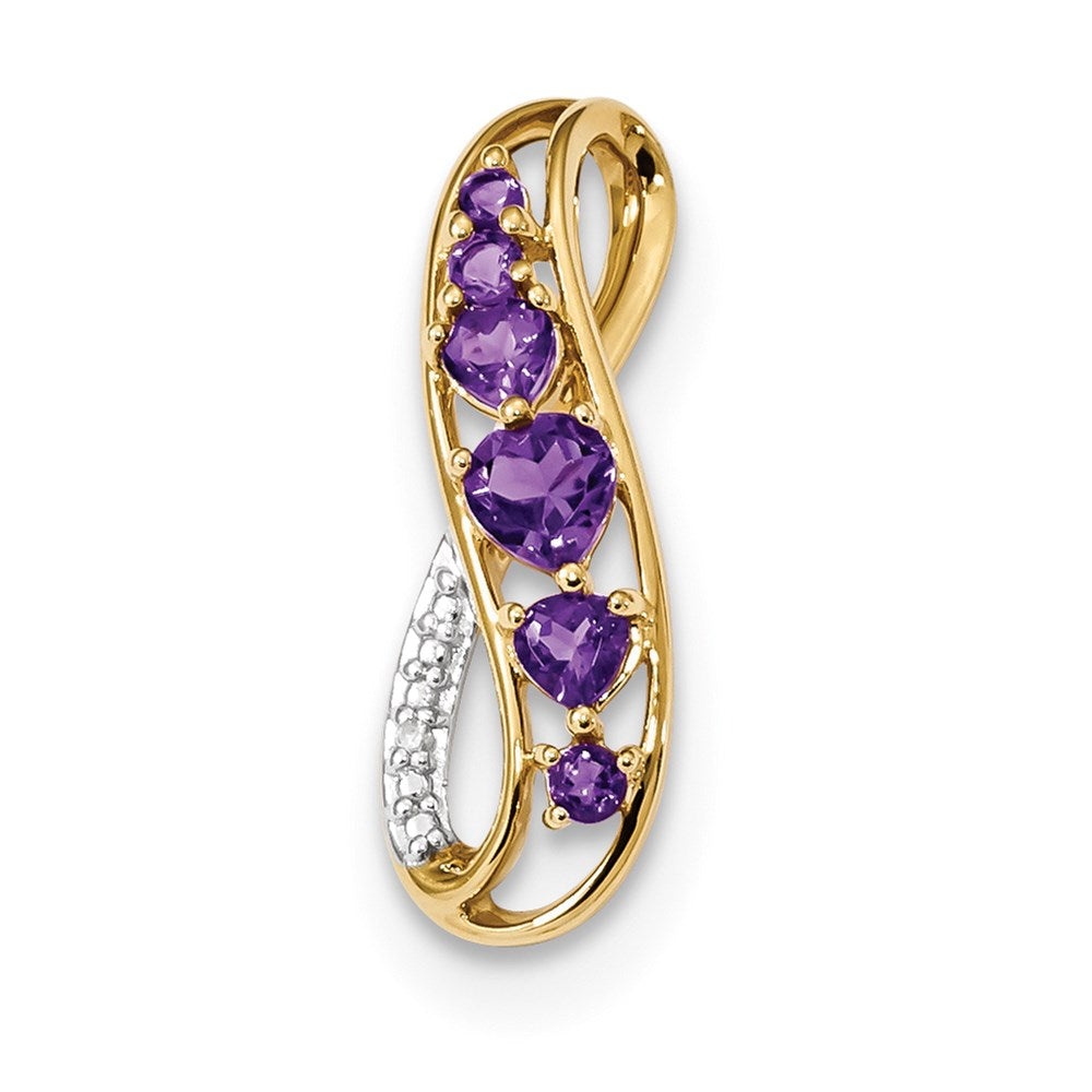 14k yellow gold amethyst real diamond polished pendant xp5131am aa