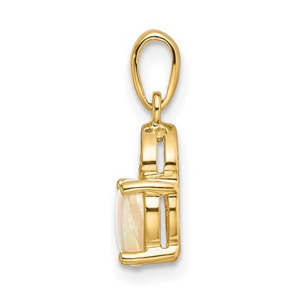 14K Gold with Diamond and Opal Polished Heart Pendant