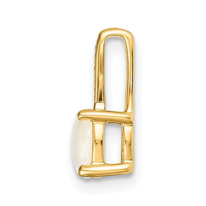 14K Gold with Diamond and Opal Polished Pendant