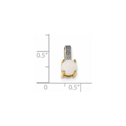 14K Gold with Diamond and Opal Polished Pendant