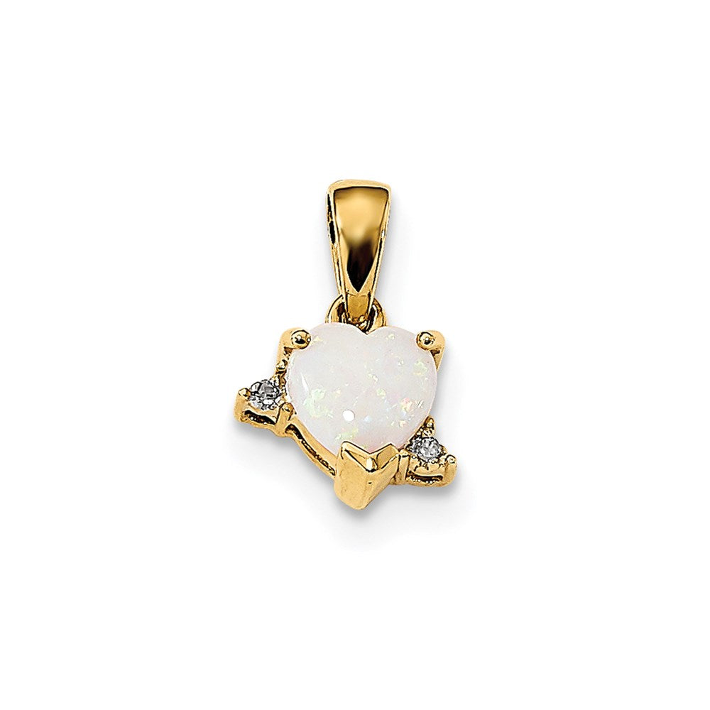 14k yellow gold w real diamond opal polished heart pendant xp5174op