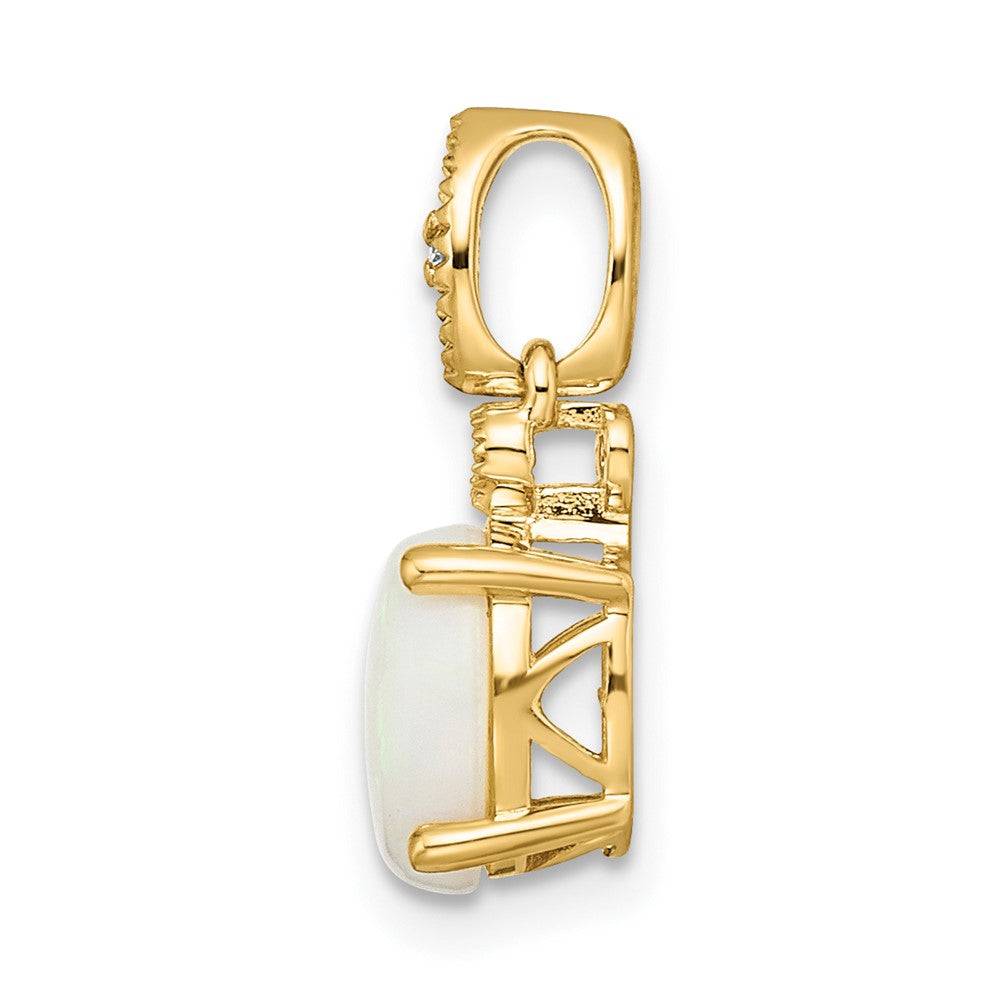 14k Gold with Austrian Opal and Diamond Pendant