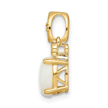 14k Gold with Austrian Opal and Diamond Pendant