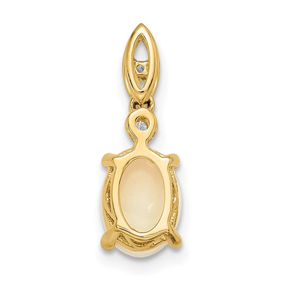 14k Gold with Austrian Opal and Diamond Pendant