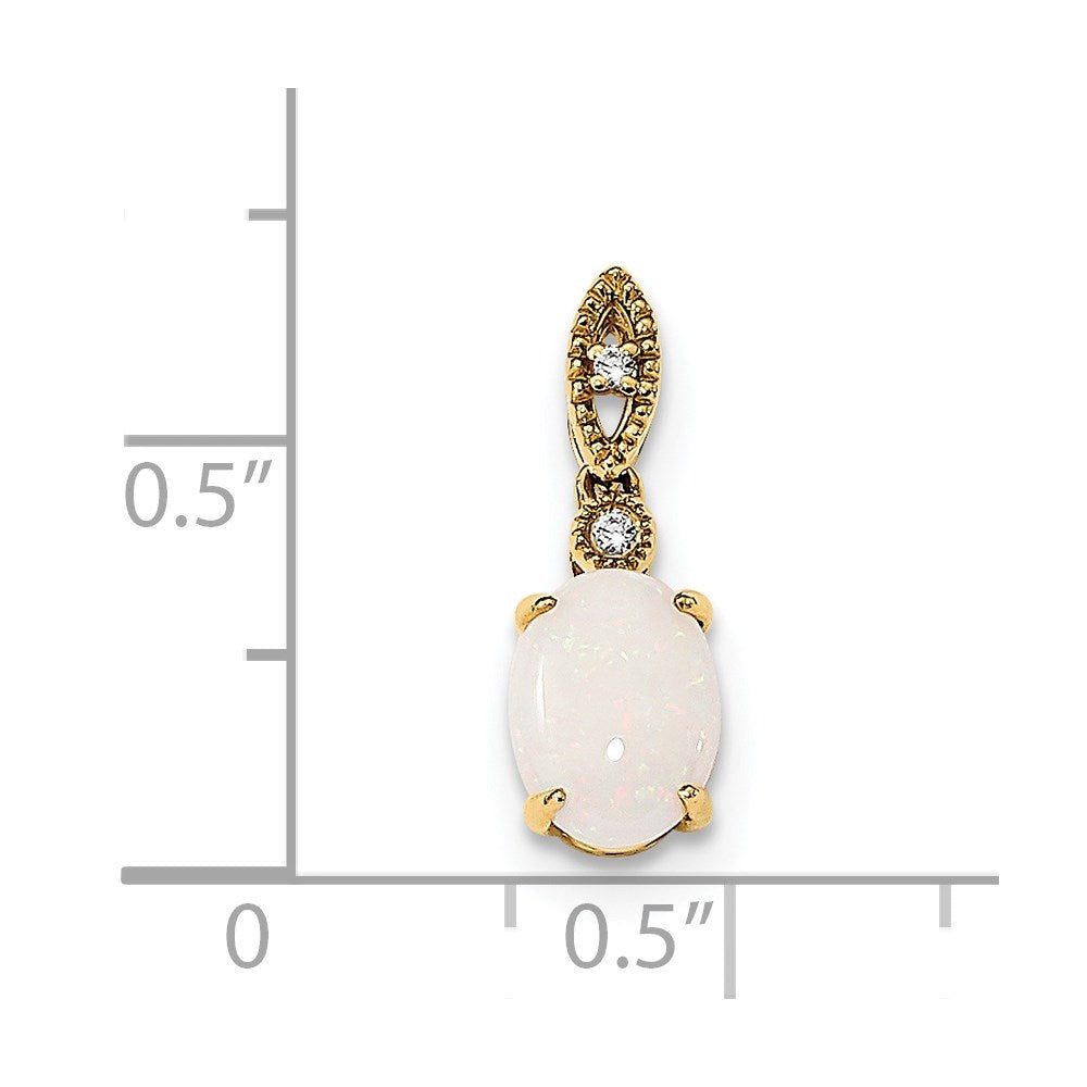 14k Gold with Austrian Opal and Diamond Pendant