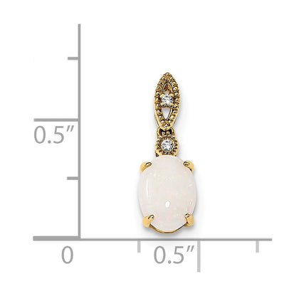 14k Gold with Austrian Opal and Diamond Pendant