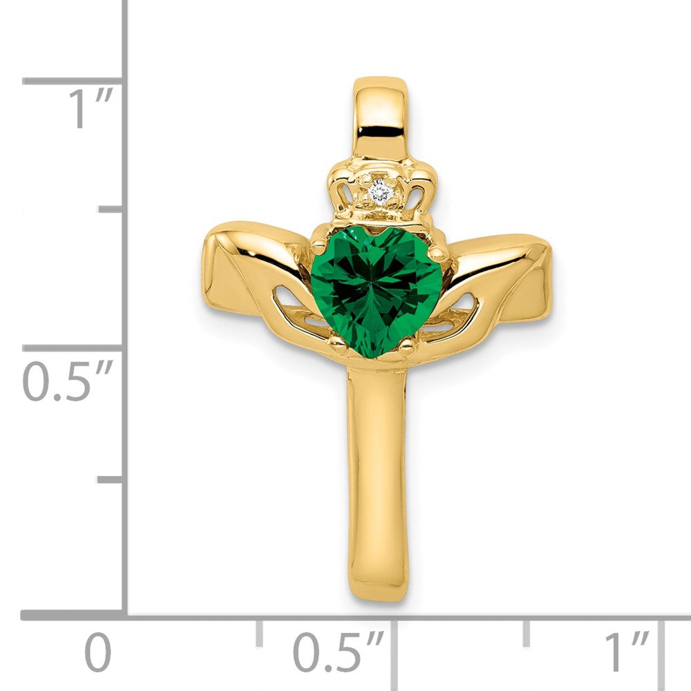 14k 6mm Claddagh Mount St. Helens VS Diamond Cross Pendant