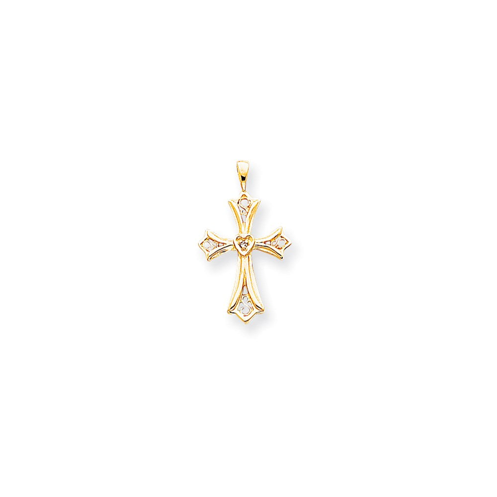 14k AAA Diamond cross pendant
