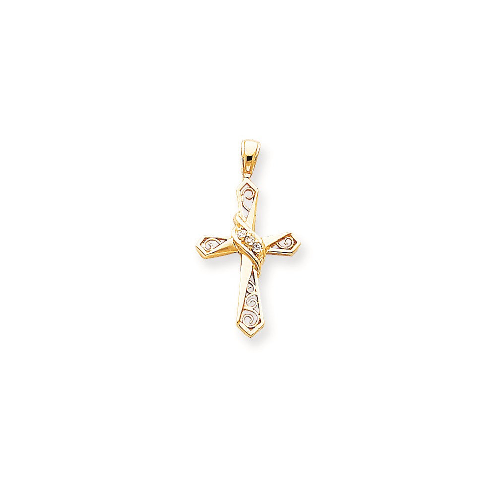 14k A Diamond cross pendant