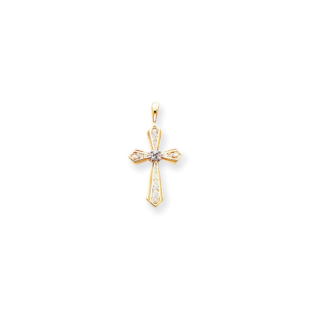 14k AAA Diamond cross pendant