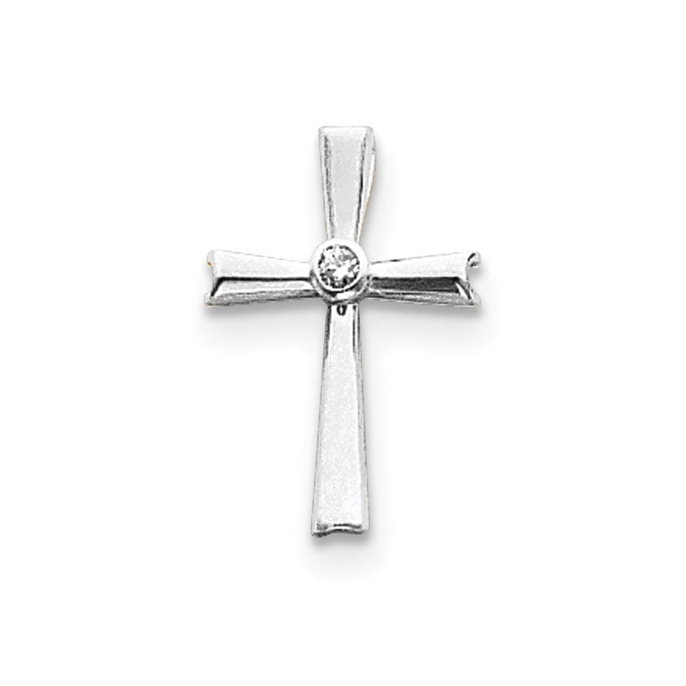 14k White Gold A Diamond cross pendant