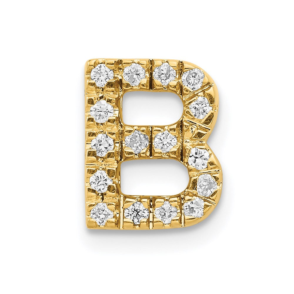 14k yellow gold real diamond initial b charm xp857b