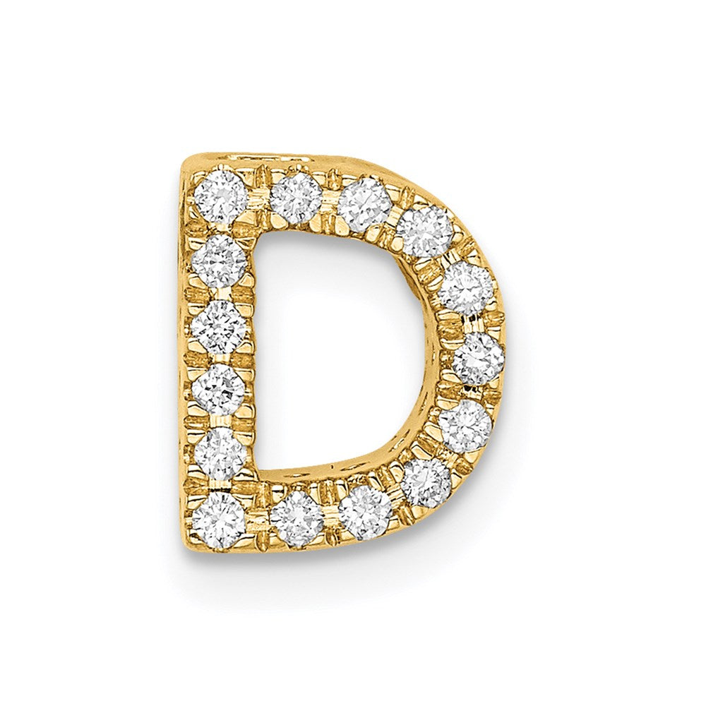 14k yellow gold real diamond initial d charm xp857d
