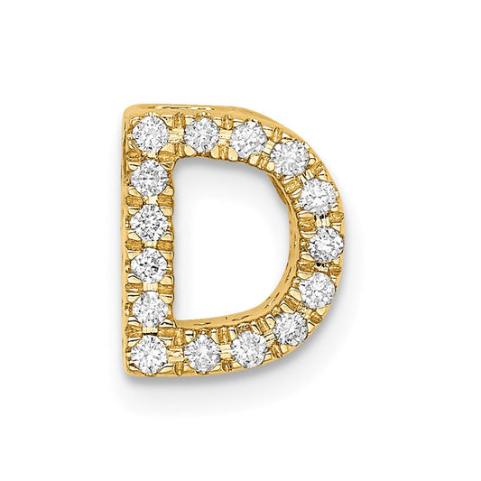 14k yellow gold real diamond initial d charm xp857d