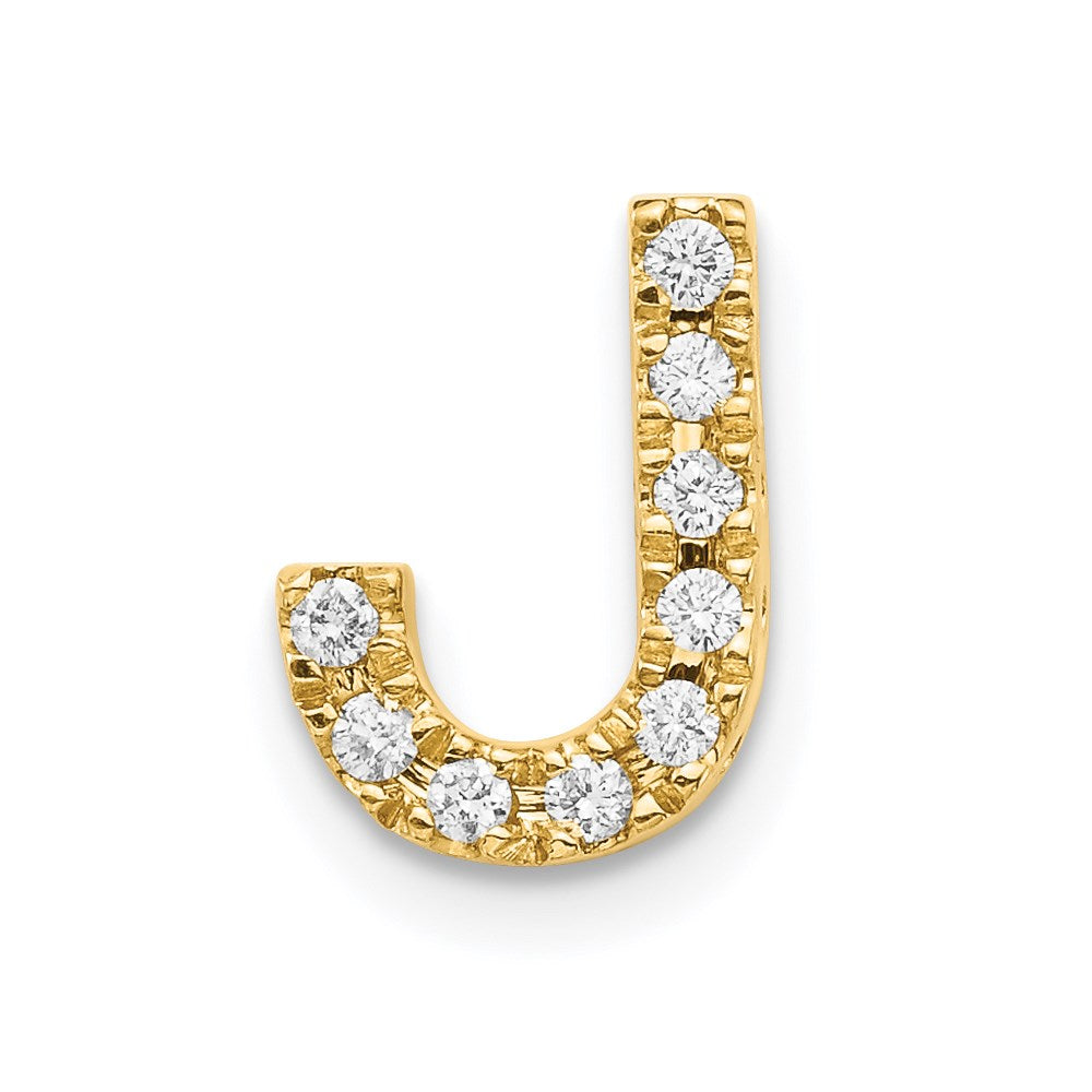 14k yellow gold real diamond initial j charm xp857j