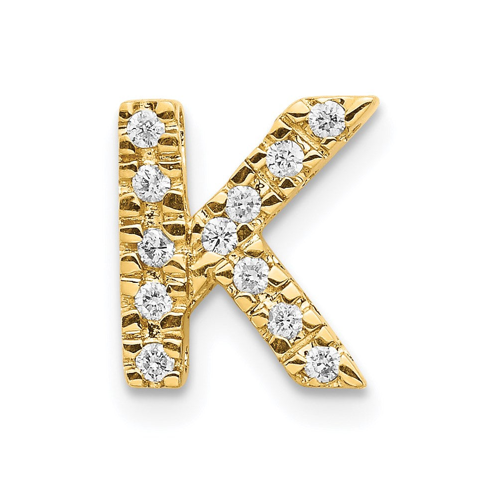 14k yellow gold real diamond initial k charm xp857k