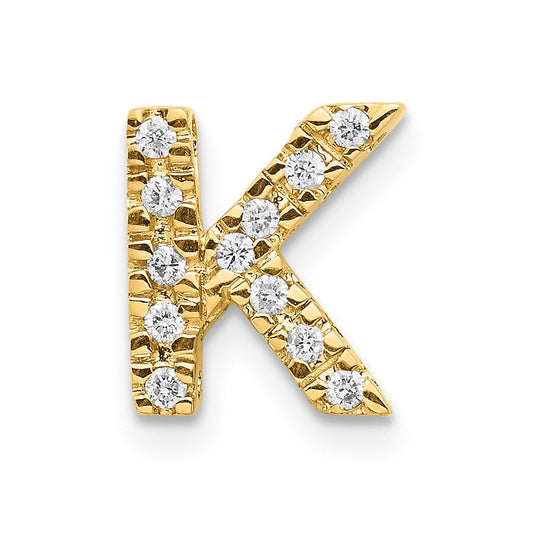 14k yellow gold real diamond initial k charm xp857k